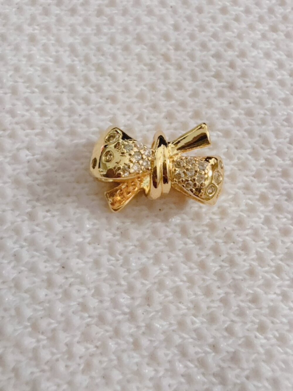 Sparkling Gold Bow Charm For Pandora Bracelet